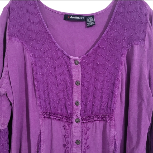Denim 24/7   Women's 22W     Asymmetrical hem    Tunic    Top  Purple - Picture 9 of 10
